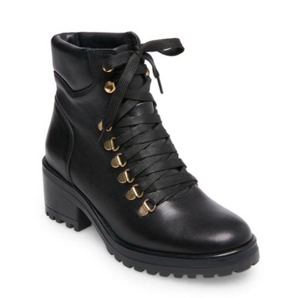 STEVE MADDEN GALWAY BLACK LEATHER BOOTS